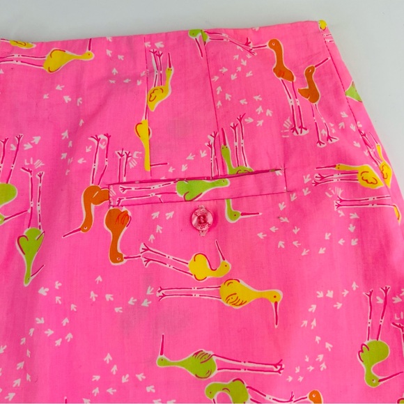 Lilly Pulitzer Pink Yellow Green Beachcomber Bird Print Rare Vintage Skirt - Picture 7 of 13